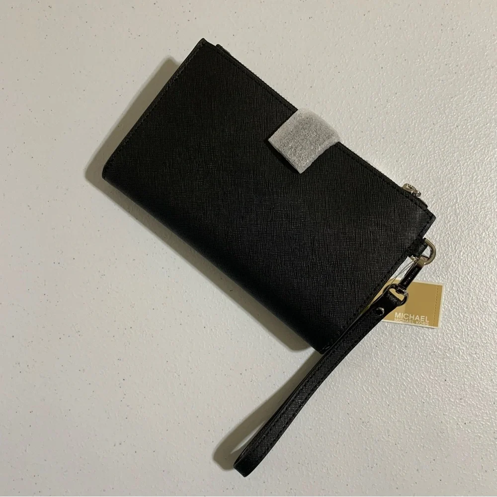 Michael Kors Jet Set Travel LG Double Zip Wristlet Saffiano Leather Wallet-NWT